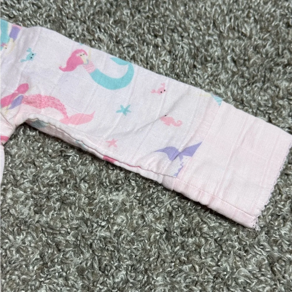 Mud Pie Baby Girl Pink Mermaid Snap Up Jumpsuit Size 0-3 Months
